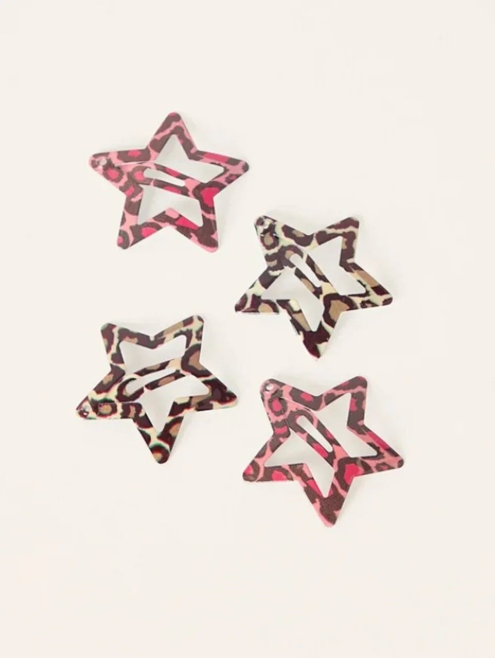 Star Hair Clips - Pink Leopard Print